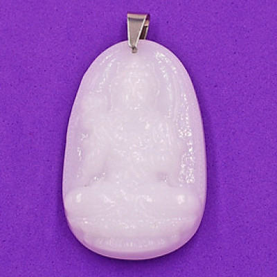 [Tuổi Ngọ] Mặt Dây Chuyền Phật Đại Thế Chí Bồ Tát Đá Thạch Anh Trắng Size Nhỏ 3.6cm & Size Lớn 5cm - Tặng Kèm Móc Inox - Phong Thủy 868 - May Mắn - Bình An