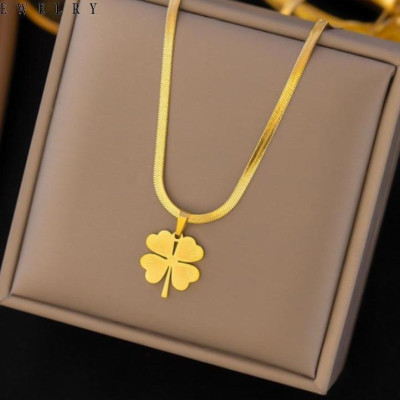 OYJR dây chuyền titan không gỉ cỏ 4 lá vòng cổ không gỉ nữ trang sứ c Jewelry bốn