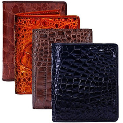 Ví nam Huy Hoàng da cá sấu kiểu đứng màu đen, nâu đỏ, vàng bò, nâu đất HC2228-29-30-48