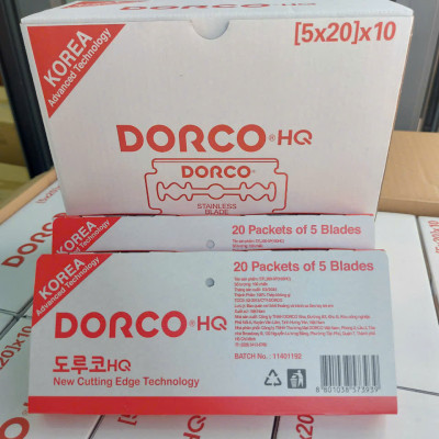 Vỉ 100 hộp lưỡi lam Dorco HQ màu đỏ ( Dao lam Dorco Đỏ)