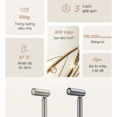 Máy Sấy Và Tạo Kiểu Gấp Gọn Dreame Pocket Bản Quốc Tế (Bảo Hành 24 Tháng) - Hàng Chính Hãng