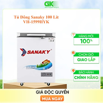 TỦ ĐÔNG MINI SANAKY 100 LÍT VH-1599HYK ĐỒNG (R600A) (KÍNH CƯỜNG LỰC) - HÀNG CHÍNH HÃNG