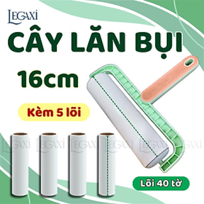 Combo Cây Lăn Bụi Cỡ Lớn 16cm, Kèm 5 Lõi Keo Siêu Dính, Tay Cầm Chắc Chắn, Cây Lăn Lông Mèo, Lông Vật Nuôi, Lăn Bụi Quần Áo, Ga Giường