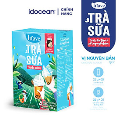 Trà Sữa Tự Pha Lúave - 5 Gói Trà Sữa, 5 Gói Trân Châu - Trà Sữa Gói Vị Truyền Thống, Phô Mai, Matcha, Hongkong
