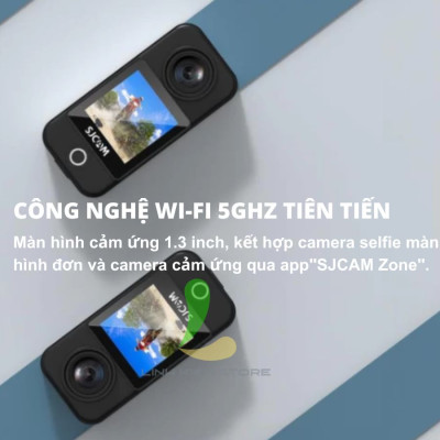 Camera hành trình SJCAM C300 Pocket 4K 30FPS WiFi 5GHz/2.4GHz - Máy quay hành động màn hình cảm ứng, kháng nước 30M - Hàng nhập khẩu