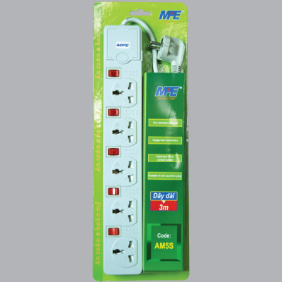 Ổ cắm nối dài MPE - 3 Mét - 2500W - AM5S 