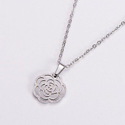 Dây chuyền nữ titan thời trang mặt hình hoa hồng phun cát thép không gỉ trangsucpt 3 màu DCNUT102