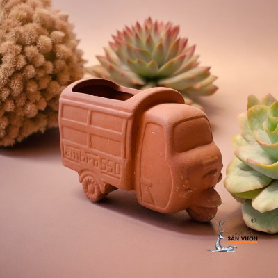 Chậu Gốm Đất Nung Mini Hình CHiếc Xe Lam