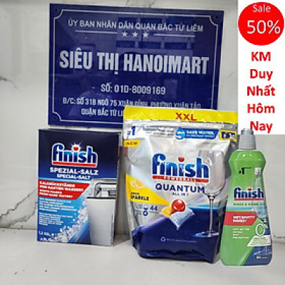 Combo Viên rửa bát Finish eco 40 viên+ Muối Finish 1.2kg + Bóng finish hữu cơ 400ml