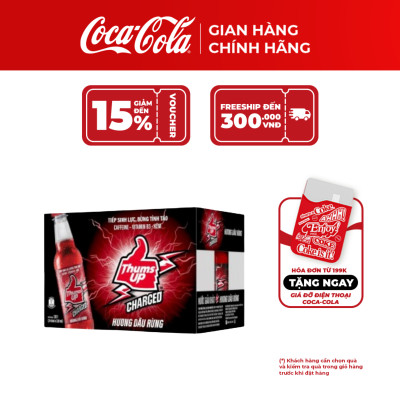 Thùng/Lốc 24 Chai Nước Tăng Lực Giải Khát Thums Up Hương Dâu Rừng 330ml x 24 Coca-Cola Official Store_TK
