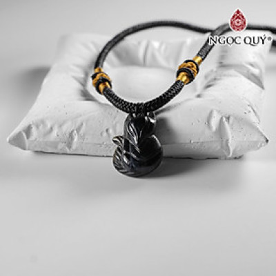 Mặt dây chuyền hồ ly đá mắt hổ xanh đen 17x22mm mệnh thủy, mộc - Ngọc Quý Gemstones