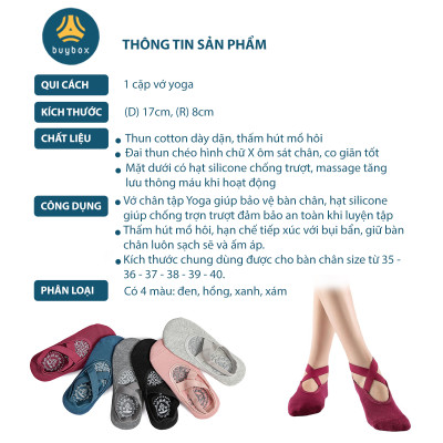 Vớ chuyên dùng cho yoga, pilates, nhảy múa có hạt silicone tăng độ bám, quai chéo chữ X chống tuột - Buybox - BBPK283