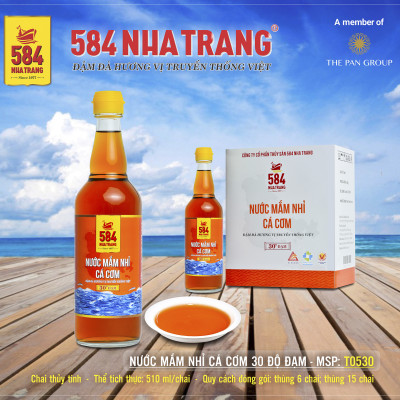 Thùng 6 Chai Nước mắm Nhỉ Cá cơm 584 Nha Trang - 30 độ đạm - Chai thủy tinh 510ml
