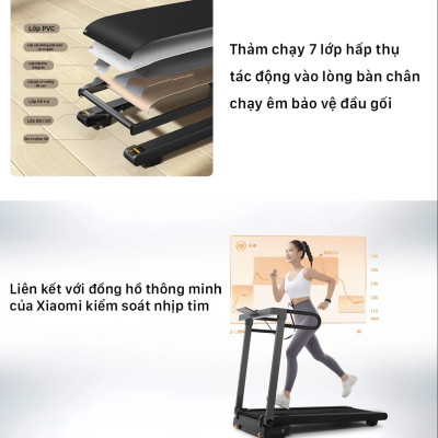 Máy Chạy Bộ Xiaomi Mijia Gen 2 Kết Nối App Tốc Độ Tối Đa 15km/h Công Suất 750 W - Hàng Nhập Khẩu