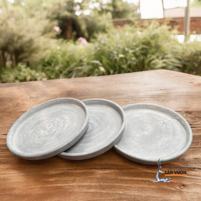 Đĩa Gốm Đất Nung Size 32cm Sơn Wax Xám
