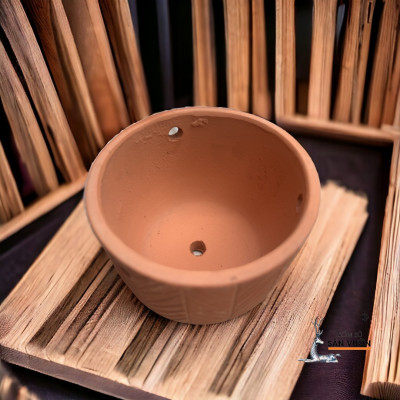 Chậu Gốm Đất Nung Hoa Văn Xương Cá D17cm X H13cm