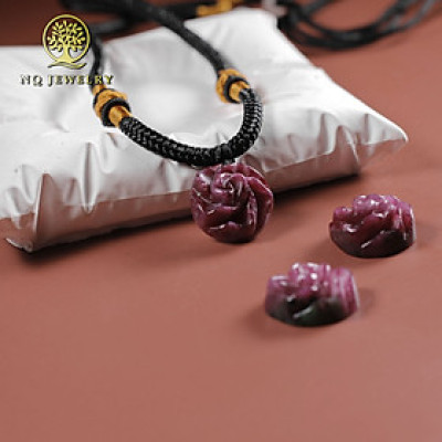 Mặt dây chuyền hoa mẫu đơn đá ruby Nam Phi mệnh hỏa, thổ - Ngọc Quý Gemstones