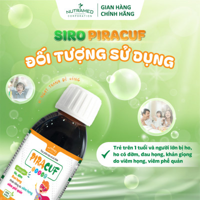  Piracuf Syrup hỗ trợ long đờm, giảm ho, viêm phế quản, viêm họng (120ml) - Nutramed