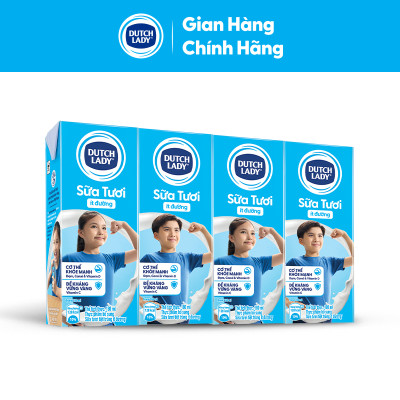 Thùng 48 Hộp Sữa Tươi Tiệt Trùng Dutch Lady Cô Gái Hà Lan ít đường 180ml