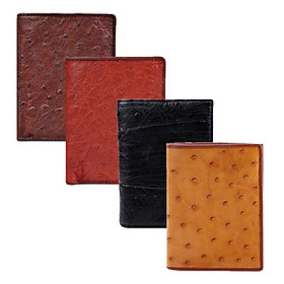 HJ2408-09-10-18 - Ví nam Huy Hoàng da đà điểu da bụng kiểu đứng màu nâu đất, nâu đỏ, đen, vàng bò