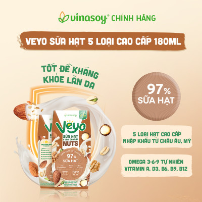 Thùng Veyo Sữa hạt 5 loại cao cấp (30 hộp x 180ml)