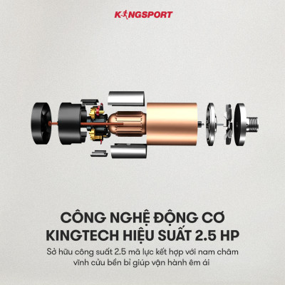 Máy chạy bộ KINGSPORT BK-8000 đa năng, thảm chạy rộng chống trơn, kèm đai massage và thanh gập bụng, cân nặng phù hợp từ dưới 75kg