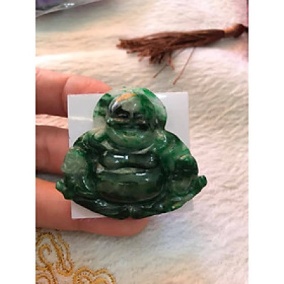 MẶT DÂY CHUYỀN NAM PHẬT DI LẶC ĐÁ CẨM THẠCH TỰ NHIÊN XANH NGỌC LÝ ĐẸP QUÁ  SIZE Ngang 47mm x Cao 41mm x  Dầy 7mm  NAM BỌC VÀNG LÀM MẶT DÂY CHUYỀN ĐEO ĐẸP Ạ