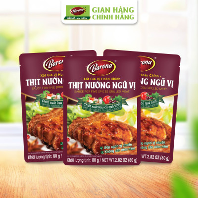 Combo 3 gói Xốt Gia vị hoàn chỉnh Barona - Thịt Nướng Ngũ Vị 80g