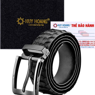 Thắt Lưng Nam Da Trăn VIP Bản Lớn Đầu Kim Huy Hoàng HT4337 - Đen