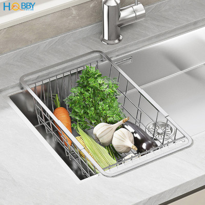 Khay đựng đồ gác chậu rửa chén co giãn inox 304 Hobby home decor KDC6