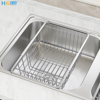 Khay đựng đồ gác chậu rửa chén co giãn inox 304 Hobby home decor KDC6