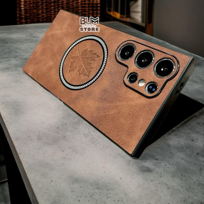 Ốp Lưng Cho Samsung Galaxy S25 Ultra / S25 Plus / S24 Ultra/ S24 Plus / S23 Ultra / S22 Ultra Hình Lá Phong Từ Tính