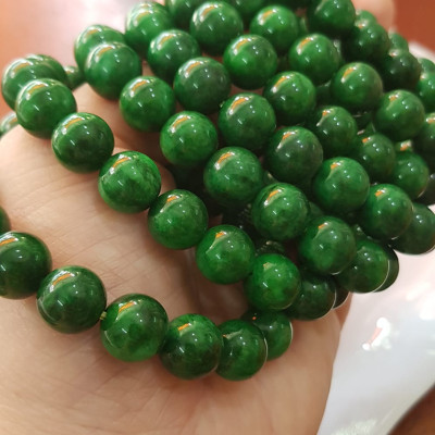 Vòng đeo tay nữ đá cẩm thạch xanh đậm 10mm đẹp  Nữ mệnh mộc hỏa thủy đeo may mắn tài lộc rẻ đẹp ạ