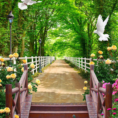 Tranh dán tường cảnh đẹp thiên nhiên lỗi vào rừng cây xanh LV-0099