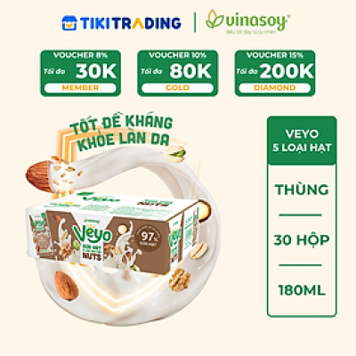 Thùng Veyo Sữa hạt 5 loại cao cấp (30 hộp x 180ml)