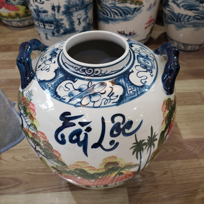 Chum đựng rượu vẽ phong cảnh Bát Tràng loại 30L