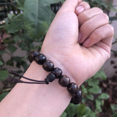 Vòng tay Mun sọc đen gỗ nhập khẩu Núm Hồ Lô (BH682) Đem lại May Mắn - Tài Lộc - Bracelet of HAHANCO
