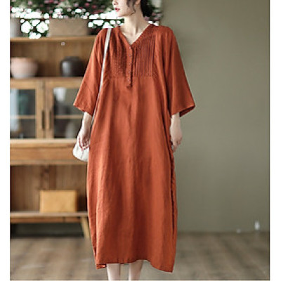 {#HàngMớiVề} Váy Đầm Nữ Thiết Kế Cao Cấp Cổ Xẻ Dáng Suông Tôn Dáng, Đầm Midi Chất Liệu Sang Trọng Da190