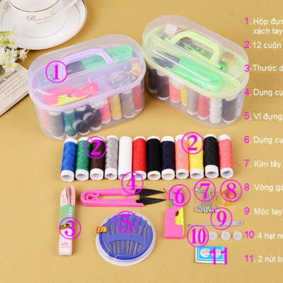 Hộp Kim Chỉ May Vá Quần Áo Xách Tay Mini Đa Năng - Hàng Chính Hãng