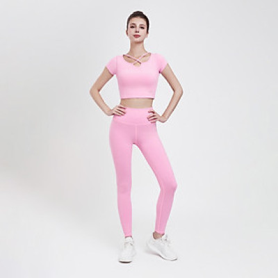 Set Đồ Tập Yoga Gym Hibi Sports H174 Kiểu Áo Croptop Có Tay Phối Dây Trước Kèm Mút Ngực, Chất Vải Cao Cấp