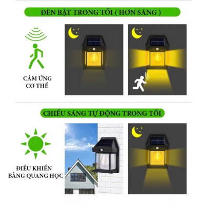 Bộ 2 Đèn Trang Trí Cổng Năng Lượng Mặt Trời Loại Xịn Siêu Đẹp– Gắn Cột, Gắn Tường Tự Động Bật Tắt Loại Tốt