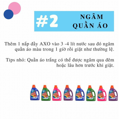 Nước tẩy quần áo màu AXO đánh bay vết bẩn chai 1,8 Lít lưu hương thơm mát