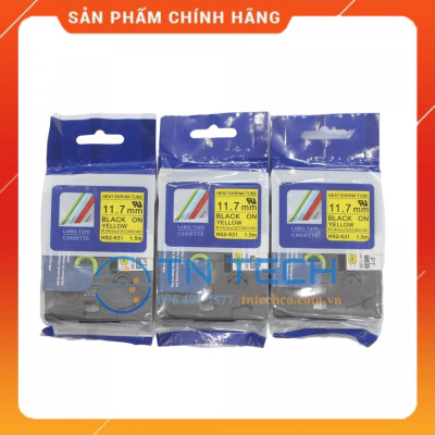 Ống co nhiệt HS2-631 - Đen nền vàng 11.7mm x 1.5m - Dùng cho máy in ống BROTHER - AIMO [Hàng nhập khẩu]