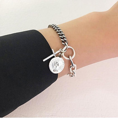 Vòng tay mix thập tự và đồng xu nam nữ fashion