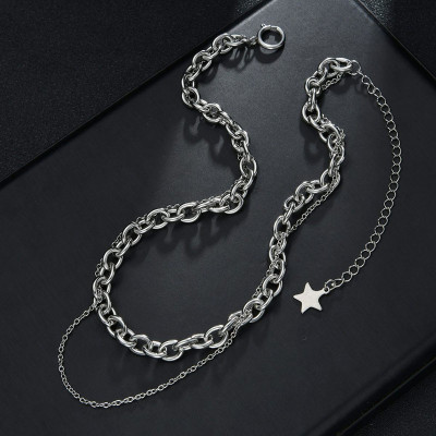 Dây chuyền vòng cổ mix chain tua rua dài ngôi sao cá tính nam nữ unisex xu hướng phụ kiện hợp kim