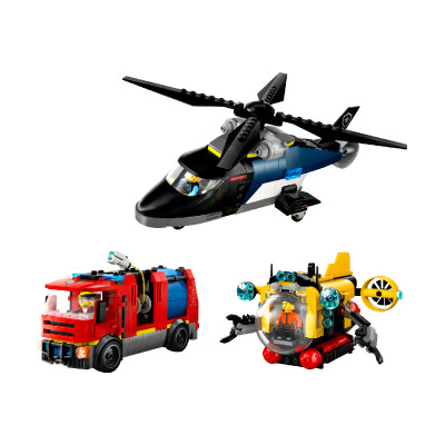 LEGO CITY 60462 Đồ Chơi Lắp Ráp Máy Bay Trực Thăng, Xe Cứu Hỏa (874 chi tiết)