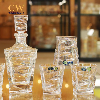 Bộ Bình Ly Rượu Mạnh Whisky Pha Lê Tiệp Khắc Crystal Bohemia 59418 Cao Cấp