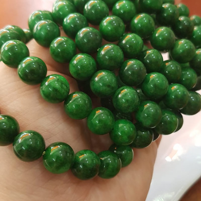 Vòng đeo tay nữ đá cẩm thạch xanh đậm 10mm đẹp  Nữ mệnh mộc hỏa thủy đeo may mắn tài lộc rẻ đẹp ạ