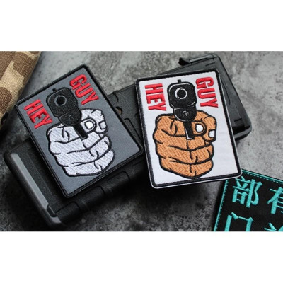 Patch_velcro HEY GUY tay cầm Gun dán quần áo_ba lô túi xách
