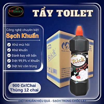 Nước Tẩy Toilet Rick Chai 900g (12 Chai / Thùng) - Tặng 1 Chai Lau Sàn Rick 1Kg